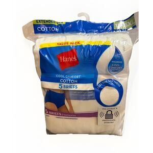 Hanes Cool Comfort Cotton Briefs 5 Pack Size 12 5XL White Tagless High Rise NEW
